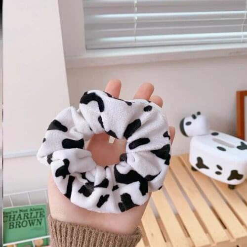 New Design Cow Pattern Velvet Women Girls Elastic Hair Rubber Bands Accessories Gum For Women Tie Hair Ring Rope Ponytail Holder