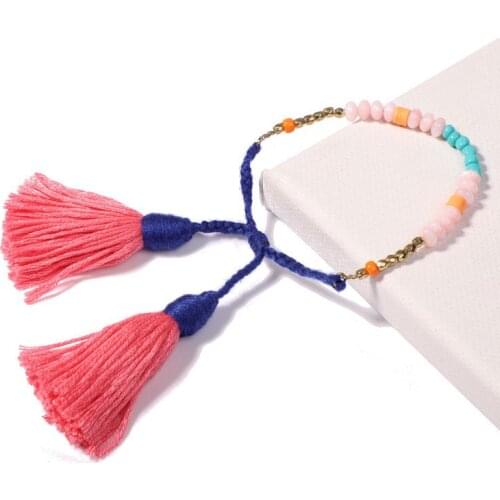 Peacock Red Tassel Rice Beads Adjustable Length Bohemia Bracelet