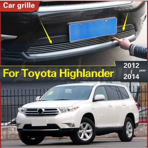 For Toyota Highlander 2012-2014 High-quality Stainless Steel Front Grille Around Trim Racing Grills Trim Car Styling Body kit