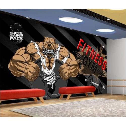 Custom photo wallpaper for walls 3 d murals wallpaper Black background bodybuilding bear gym mural background wall papers