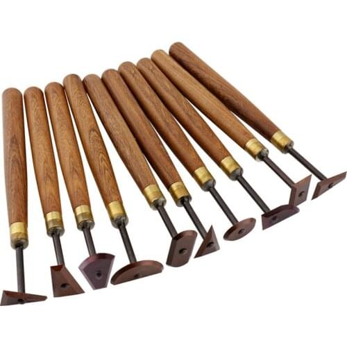 Professional Clay Sculpture Hand Tools Sets Tungsten Steel Clay Pottery Fettling Knife Tool with Wood Handle Kits DIY(1-10Pcs)