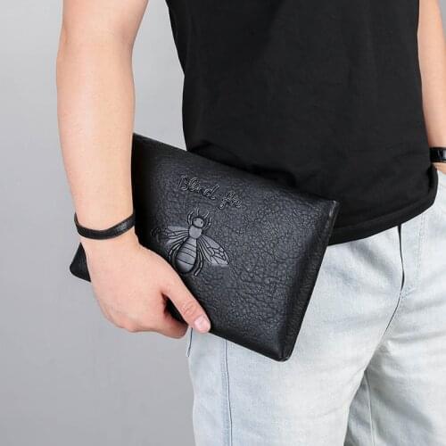 Luxury Brand Men Clutch Bag Leather Envelope Long Purse Money Bag Business Wristlet Phone Wallet Male Casual Handy Bag For IPAD