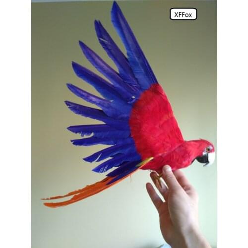 Cute real life red&blue wings parrot model foam&feather simulation parrot bird gift about 35x55cm xf0264