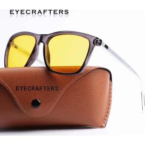 Eyecrafter New Night Vision Sunglasses Men Brand Designer Fashion Polarized Night Driving Enhanced Light At Rainy Cloudy Fog Day