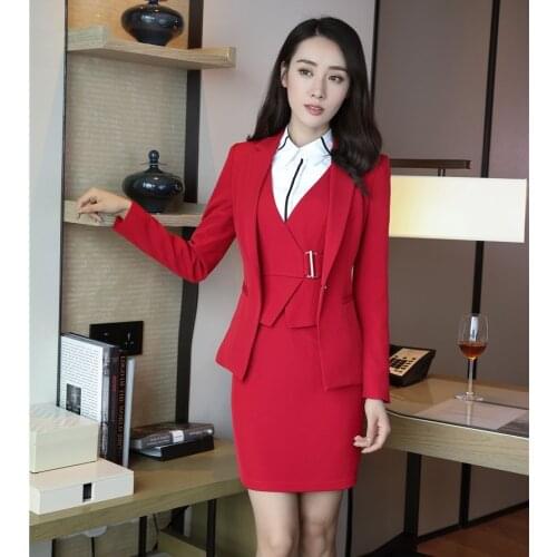 Formal Office Lady Dress Suits for Women Business Suits Red Blazer and Jacket Sets Elegant