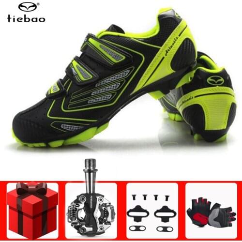 Tiebao Mtb Cycling Shoes Men Sneaker Add SPD Pedal Set Mens Breathable Mountain Bike Shoes Self-Locking Athletic Bicycle Shoe