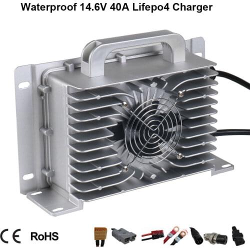 Waterproof 12V 40A LiFePO4 Lead Acid Lithium Charger 12.6V 14.6V 16.8V Full Seal Smart Charger For Golf Cart Tour Electric Car
