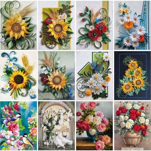 Needlework Diamond Painting Flowers Scenery Painting Embroidery Picture Craft Cross Stitch Home Decor