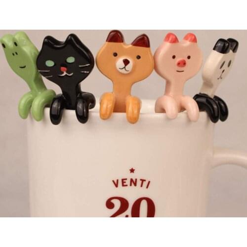 Japanese and Korean animal cartoon creative ceramic coffee spoon dessert spoon creative tableware hanging spoon