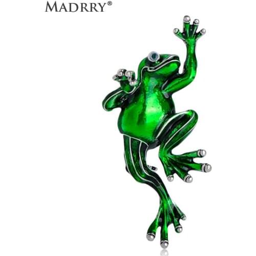 Madrry Green Frog Shape Brooch Alloy Enamel Animal Jewelry Brooches For Women Gifts Bag Hat Scarf Buckle Clothes Accessories Pin
