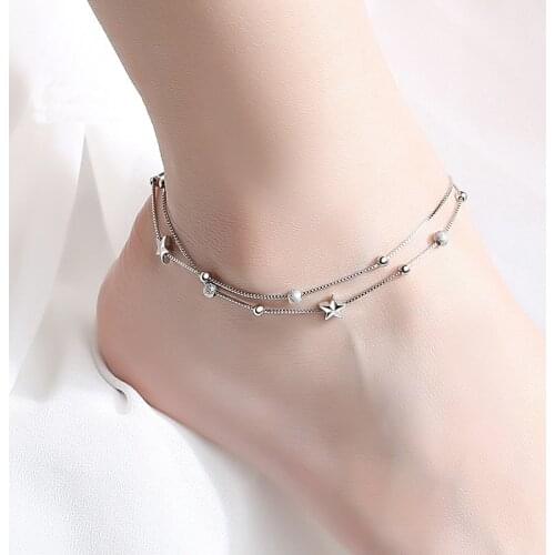 Beadsnice 925 sterling silver bracelet anklet women fashion double layered necklace boho necklace jewelry ID 40353