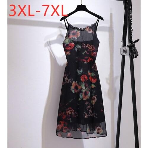 New 2021 Ladies Summer Plus Size Slip Dress For Women Large Sleeveless Floral Flower Print Camisole Dress 3XL 4XL 5XL 6XL 7XL