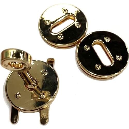 Gold Purse lock Bolt with 2 Round eyelets Hanger Sole Plate Lock for purse bags