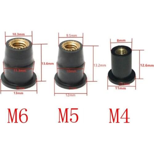 100pcs Motorcycle M4/M5/M6 Rubber Well Nuts Windscreen Windshield Fairing Cowl Fastener Screws Accessories