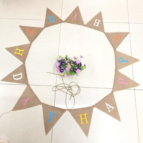 12pcs/set European decorative linen love triangle flag Pennant flag birthday party pull flags hanging flag