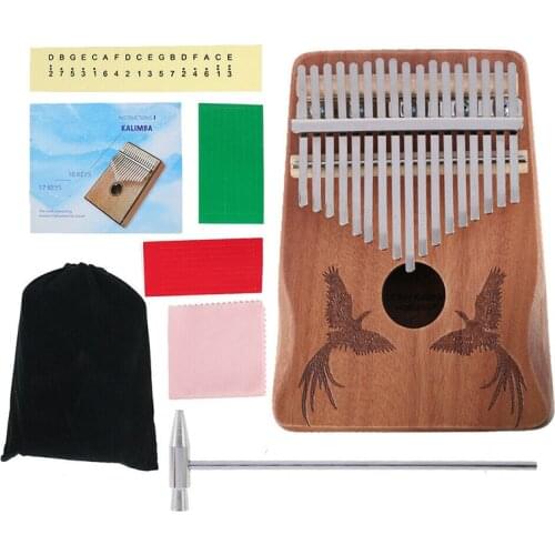 17 Key Kalimba Thumb Piano Solid Kit Tuner Hammer Gig Bag Booklet Acacia Wooden Wood Mbira Body Musical Instruments