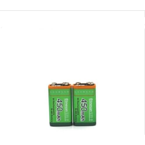 2pcs ETINESAN 9v 450mAh Ni-MH Rechargeable Batteries use Camera Toys Flashlight wireless keyboard, mouse, clock toy horn, fan