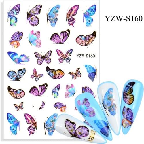 3D Stickers for Nails Spring Summer Self-adhesive Stickers Colorful Cute Butterfly Nail Art Decorations Nail Foil Accessories