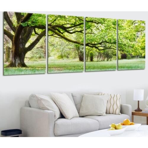 4 Panel Tree Landscape Canvas Oil Painting Picture Home Decor Modular Wall Picture For Living Room No Frame Modern Prints PR50