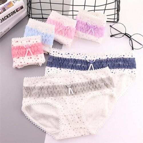 4PCS/Lot Children Cotton Underwear Young Girls Briefs Solid Low Waist Short Briefs Comfortable Ladies Panties TWY-1105-4p