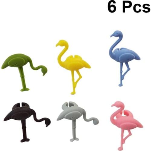 6PCS Silicone Wine Glass Charms Marker Flamingo Shape Drink Marker Drinking Cup Identifier Party Cup Sign Party Supplies