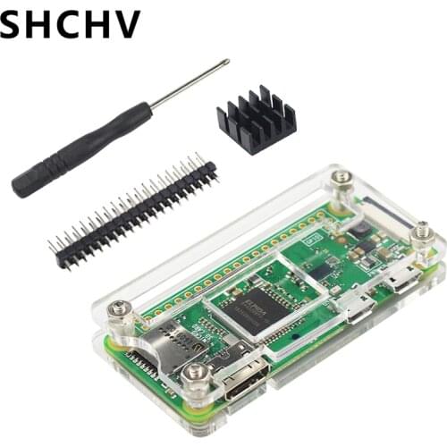 For Raspberry Pi Zero kit Acrylic Case + Aluminum Heat Sink + 40Pin GPIO Header + Screwdriver for Raspberry Pi Zero W 1.3 Pi0
