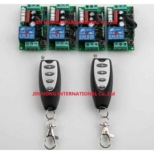 2016 220V Wireless Remote Controller Relay Switch System 4 Receiver& 2 Transmitter 1CH 10A Light Lamp LED SMD ON OFF