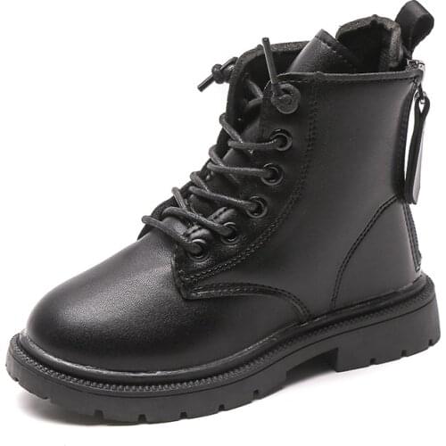 Boys Martin Boots Girls Fashion Boots 2021 Autumn Brand New Double Back Zipper Classic Children Ankle Boots Kids 26-36 Rubber