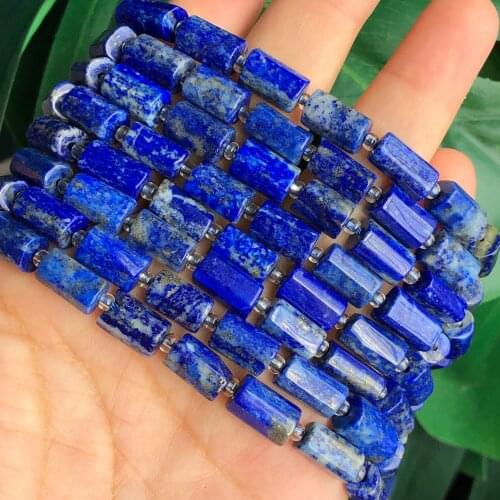 7x10mm Natural Lapis Lazuli Cylinder Stone Faceted Loose Tube Beads For Making Jewelry DIY Earring Bracelet Necklace Accessories