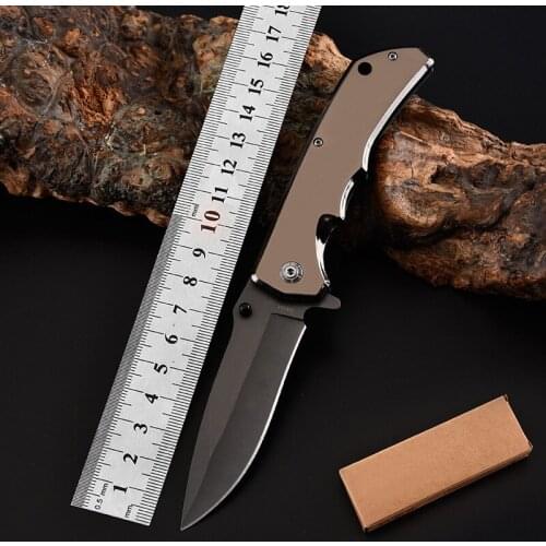 One-piece Outdoor Wild Survival Multifunctional Folding Knife 18.5CM Steel Handle Knife Camping Self-defense Hunting Knifes