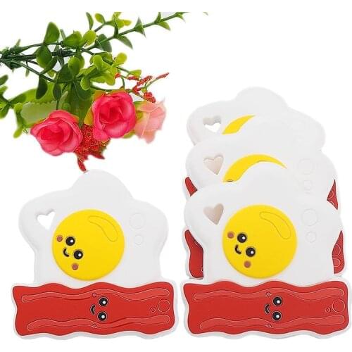 Chenkai 10PCS BPA Free Silicone Poached Egg Shaped Teethers Food Grade For DIY Nursing Necklace Pendant Chewable Teething Toy