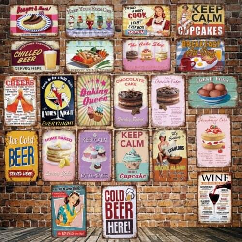 [ DecorMan ] KEEP CALM Cupcake COLE BEER FOOD Metal sign Custom Tin sign LT-2021