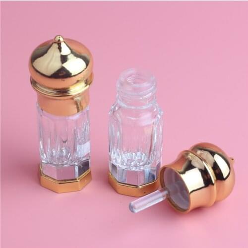 1pcs/Lot 3ml Gold Color Alloyl Bottles For Essential Oils Glass Dropper Small Tower Of Polished Glass Bottles For Personal Care