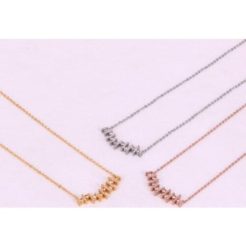 Hot Sell Stainless Steel Geometric note Necklace Crystal Irregular Square Pendant Necklace Women Lady Party Gift factory price