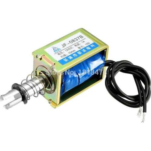 JF-0837B DC6V 12V 24V Pull Push Type Linear Motion Solenoid Electromagnet, DC24V 1A 24W 15N 10mm
