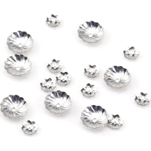 100pcs Stainless Steel Silver Tone Hypoallergenic Hollow Out Flower Bead Cap for DIY Handmade Jewelry Making Findings Supplier