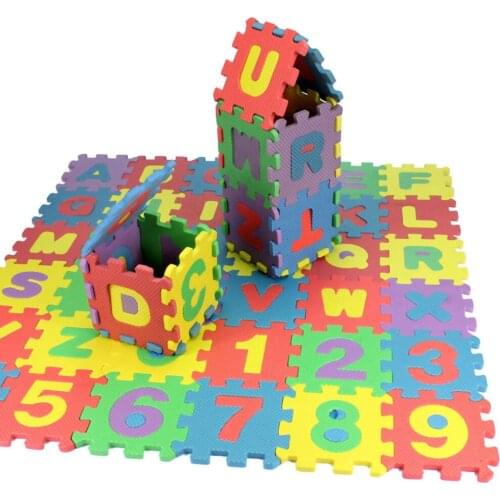 36pcs Number Letter Puzzle Mat Alphanumeric Foam 3D Puzzle Soft Baby Crawling Foam Carpet Early Education Training Tool