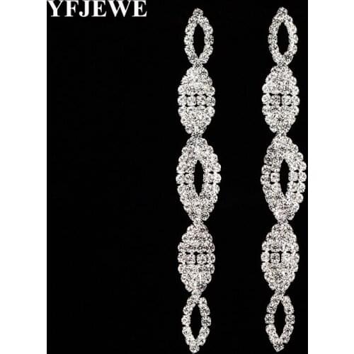 YFJEWE Trendy Crystal Long Dangle Earrings for Women Gold and Silver Plated Fashion Wedding Gift Jewelry Ladys Brincos E410