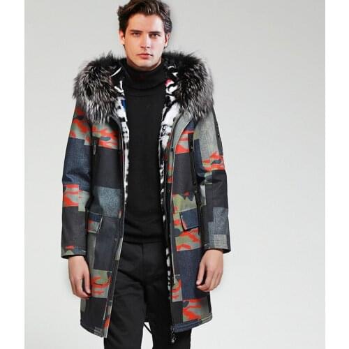 Real Fur Coat Men Rex Rabbit Fur Coat Korean Real Fox Fur Collar Winter Jacket Men Real Fur Parka Streetwear Casaco 3677 YY1151