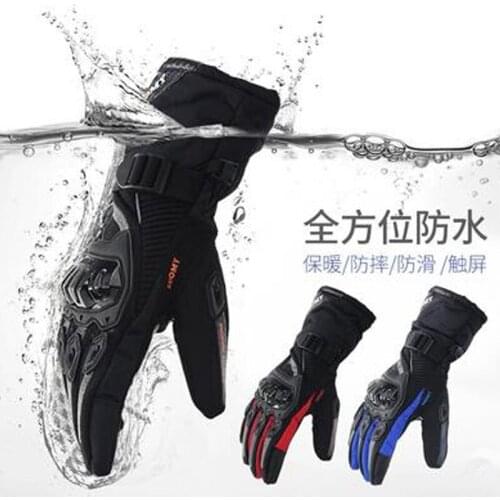 Men Winter Waterproof Windproof Warm Motorcycle gloves can Touch Screen Moto kinght equipmen Long-style Racing gloves