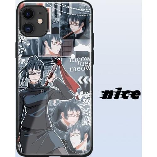 Zenin Maki Jujutsu Kaisen Anime Glass Soft Silicone Phone Case FOR IPhone SE 6s 7 8 Plus X XR XS 11 12 Mini Pro Max Cover Shell