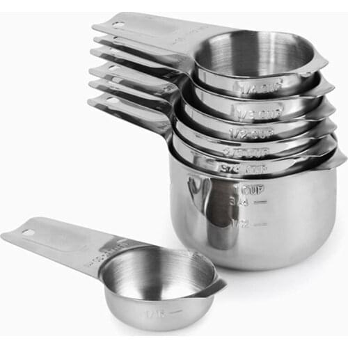 Sunshine Measuring Cups Set of 7 with 1/8 Cup Coffee Scoop,Stainless Steel Cup