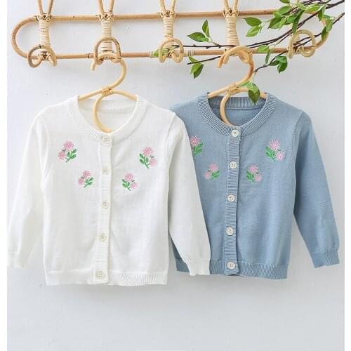 2021 New Autumn Toddler Clothes Sweater For Girls Baby Girl Clothes Knitted Cardigan Embroidery Coat