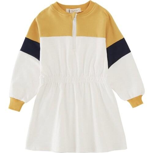 Girl autumn new long-sleeved T-shirt Girl long stitching sweater Girl comfortable soft waist sweater Girl fashion sweater dress