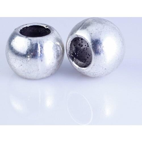 Wholesale 10pcs silver plated round beads Big Hole Beads Fit style European Bracelet hole 8mm