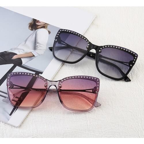 PAMASEN New Rivet Design Metal Frame Sunglasses Men Women Gradient Sun Glasses For Female Eyewear UV400 PC 7 Colors for Choose
