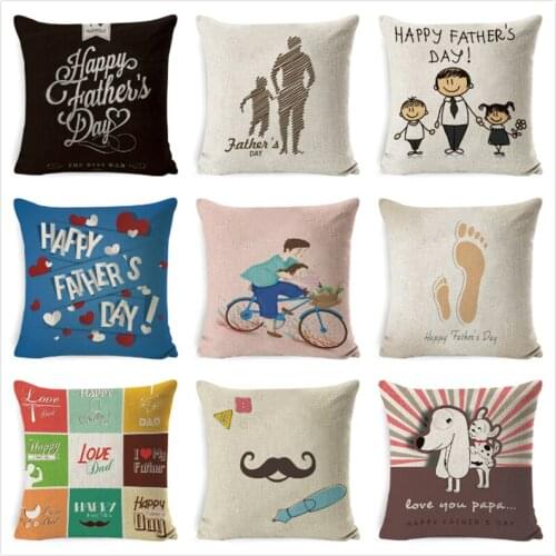 Fathers Day Gift Cushion Cover Cotton Linen Throw Pillow Case Birthday Gift For Father Home Room Decoration Funda Cojin Nordico