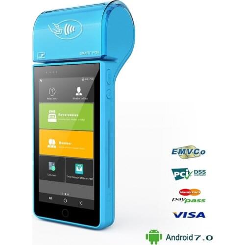 Handheld Payment POS Terminal with IC Magnetic Card Reader NFC Barcode Scanner Android 7.0
