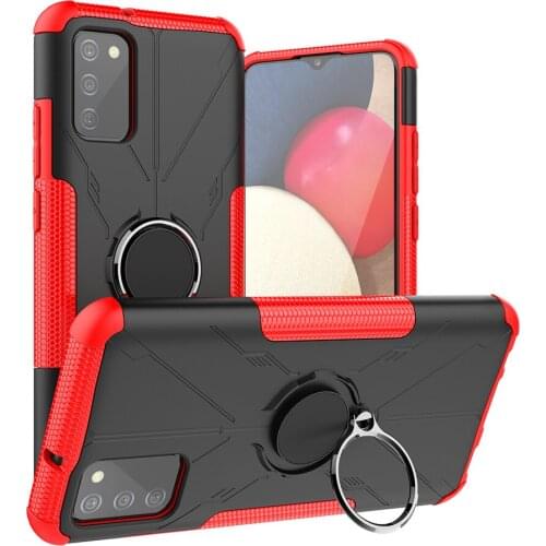 Shockproof Armor Case for Samsung Galaxy A02S US Magnetic Metal Ring Stand Holder Soft TPU Bumper Hard PC Protective Back Cover