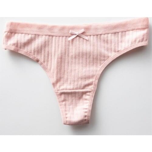 Womens Panties G-Strings Thongs Womens Cotton Briefs Sexy Lingerie Female Underwear Low Waist Solid Color Intimate T-Back New